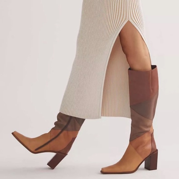 New Jeffrey Campbell x Free People Calimity KP Patchwork Colorblock Tall Leather - Picture 6 of 12